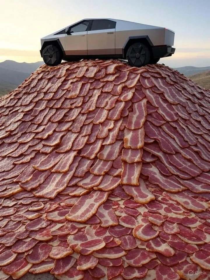 Tesla Cybertruck “Yo dawg, I heard you like Cybertrucks, and bacon!” grok_image_xooqy1m