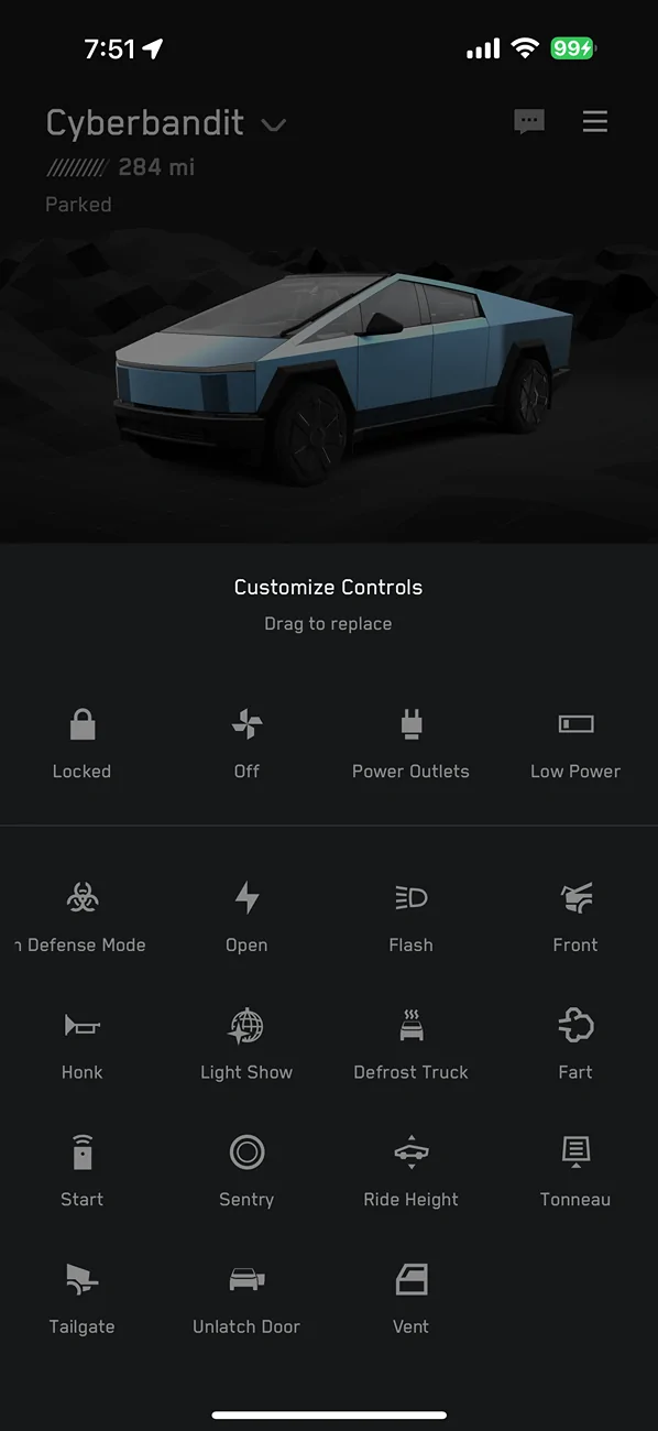 Tesla Cybertruck Turning on Low Power Mode Remotely IMG_6161