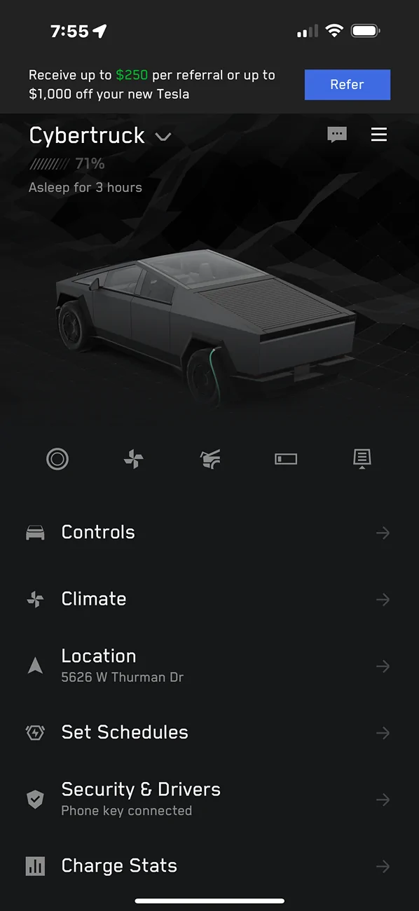 Tesla Cybertruck Turning on Low Power Mode Remotely IMG_2064