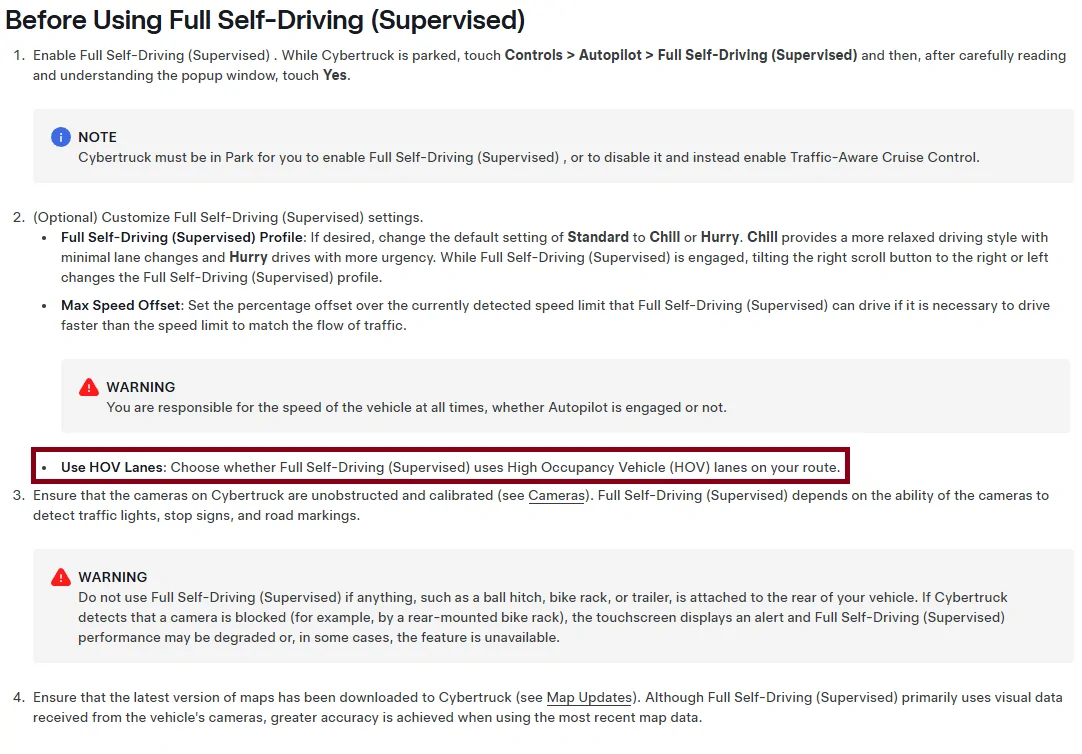 Tesla Cybertruck How do you tell FSD to use or not use the HOV lane? Screenshot 2025-10-02 185009