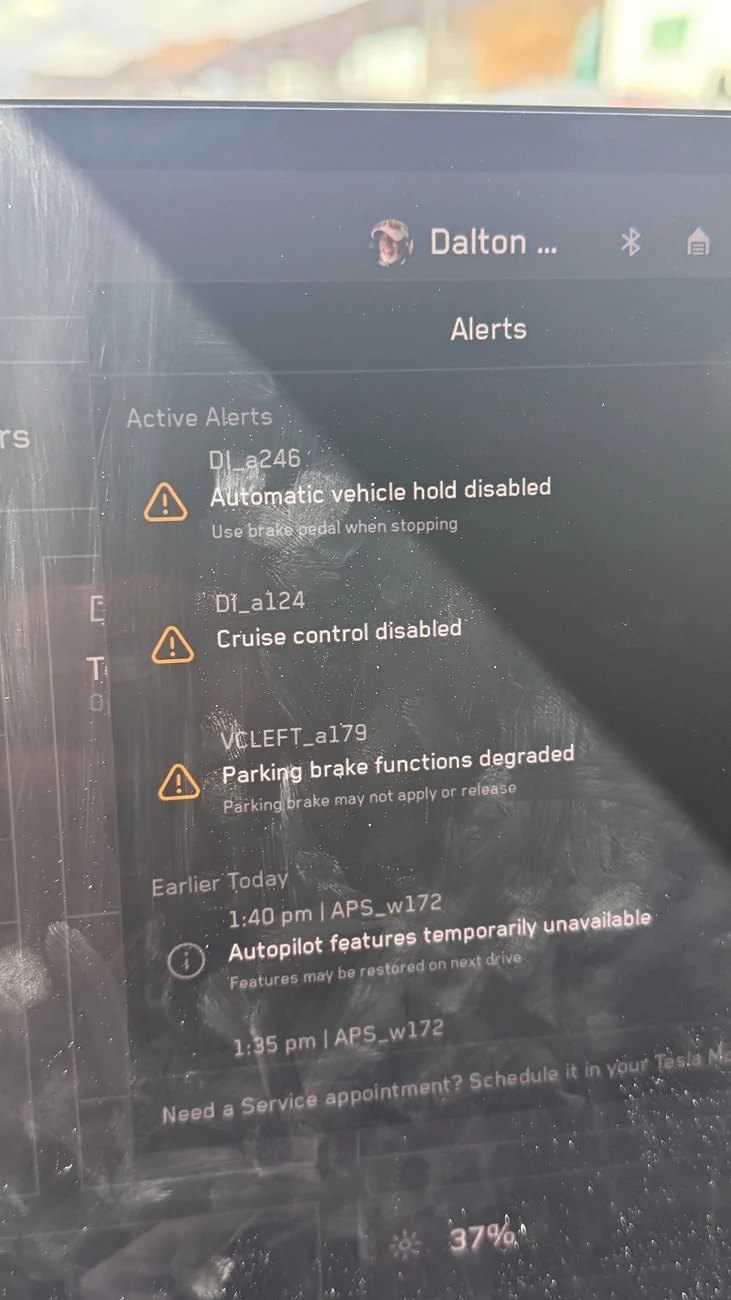Tesla Cybertruck Receiving a lot of parking brake + vehicle hold error codes over the past couple of days IMG_8157