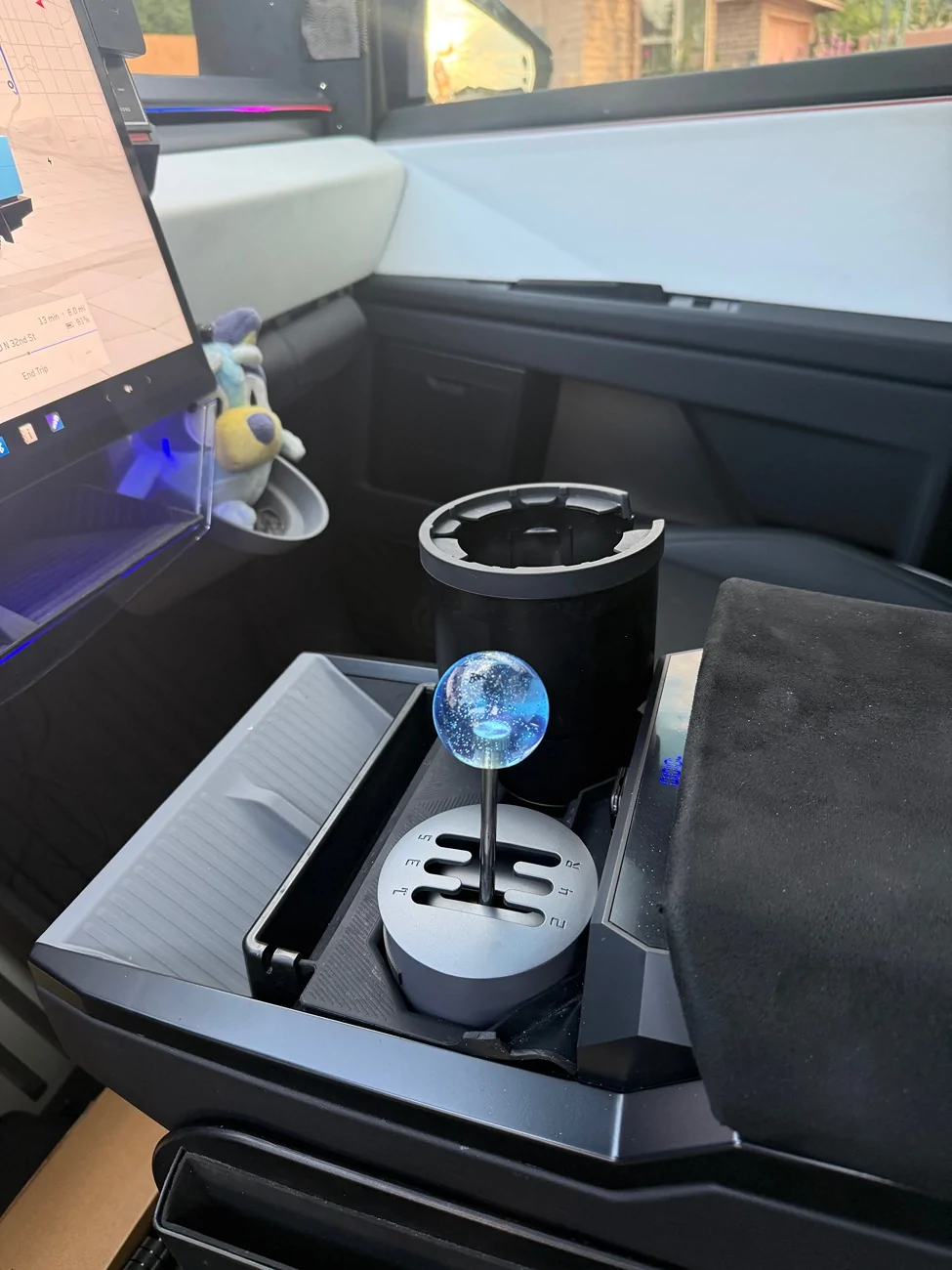Tesla Cybertruck Drilling through accessory console safe IMG_5528