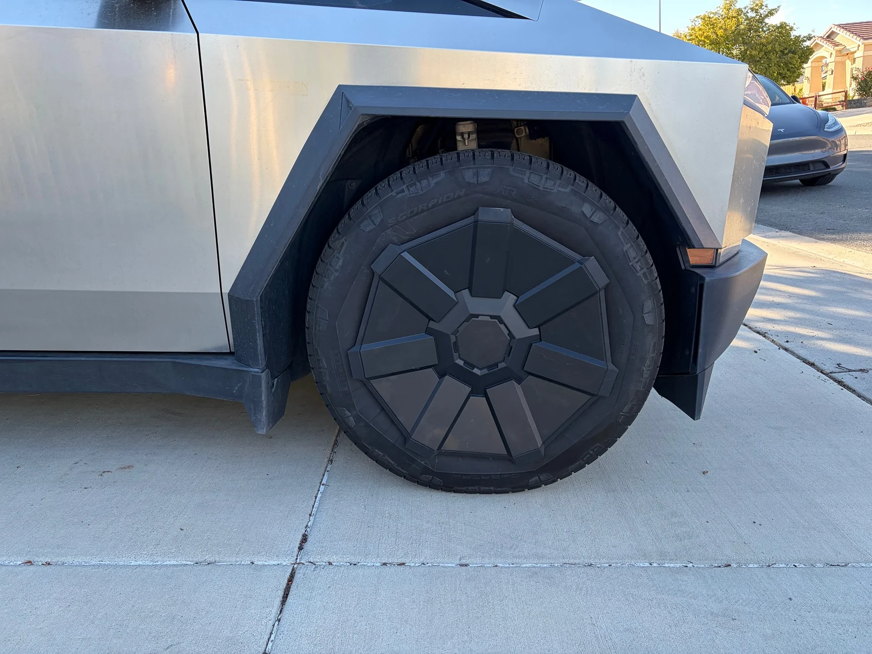Tesla Cybertruck Pirelli Scorpion All-Season Tires on Cyber wheels IMG_8424