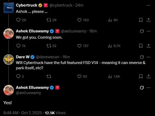 Tesla Cybertruck FSD V14.1 released in 2025.32.8.5 Update! Likely coming to Cybertruck by end of October (says Ashok) {filename}