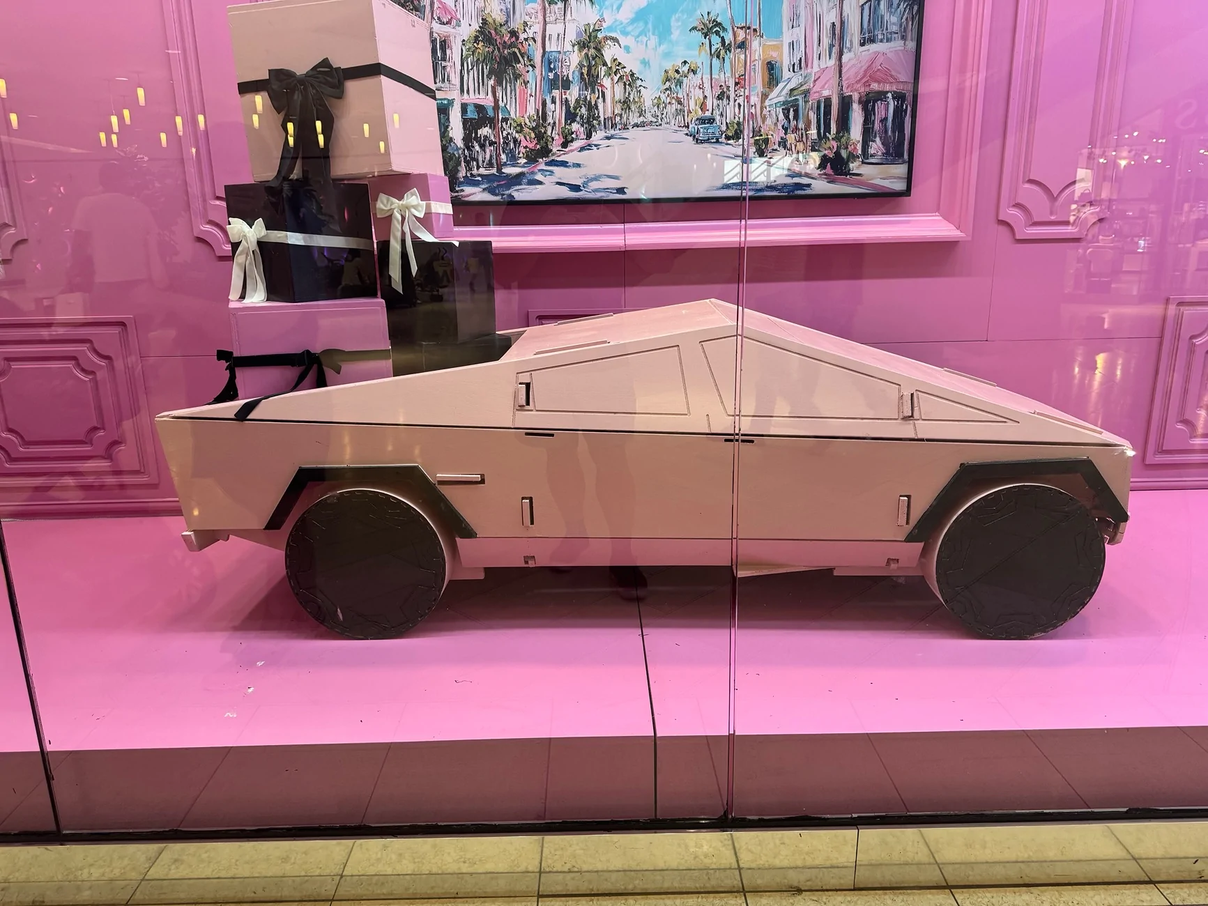 Tesla Cybertruck Plywood Cybertruck model at Dallas Galleria IMG_9955
