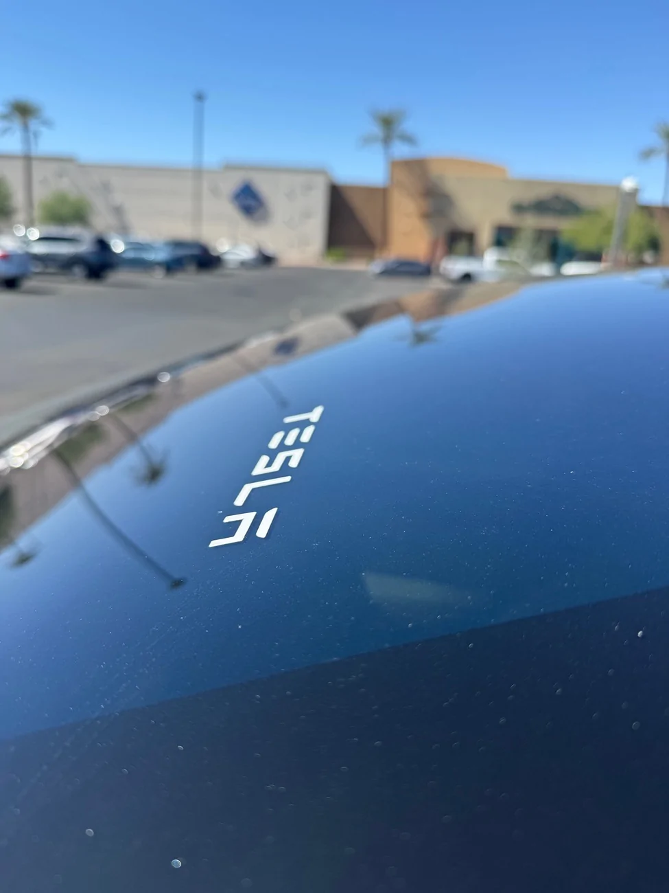 Tesla Cybertruck Probably unintended cool effect in loaner car IMG_6331