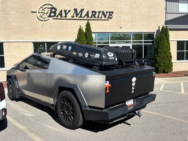 Tesla Cybertruck Turning factory crossbars into functional rack IMG_2002