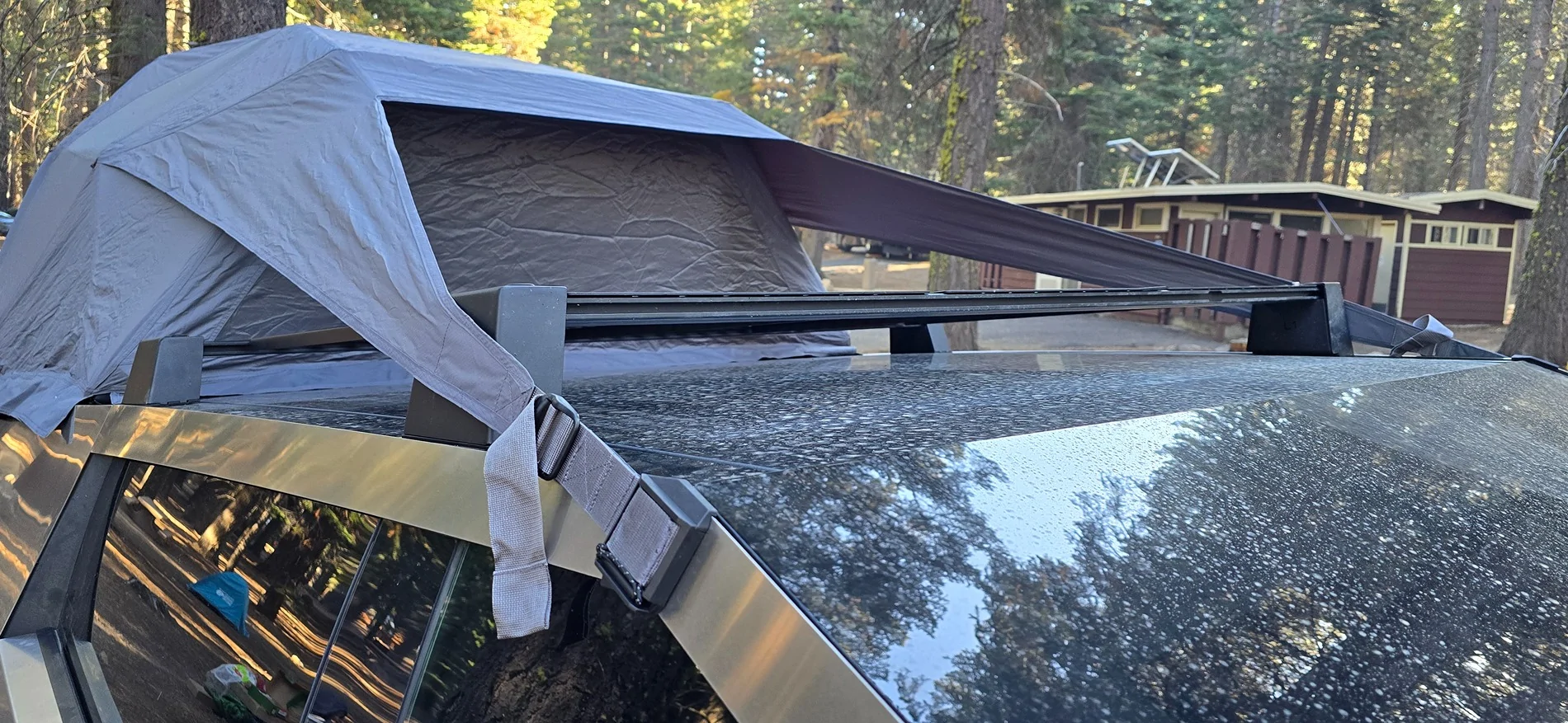 Tesla Cybertruck Glass roof rack made by combining a few different parts (DIY) 20250927_090853