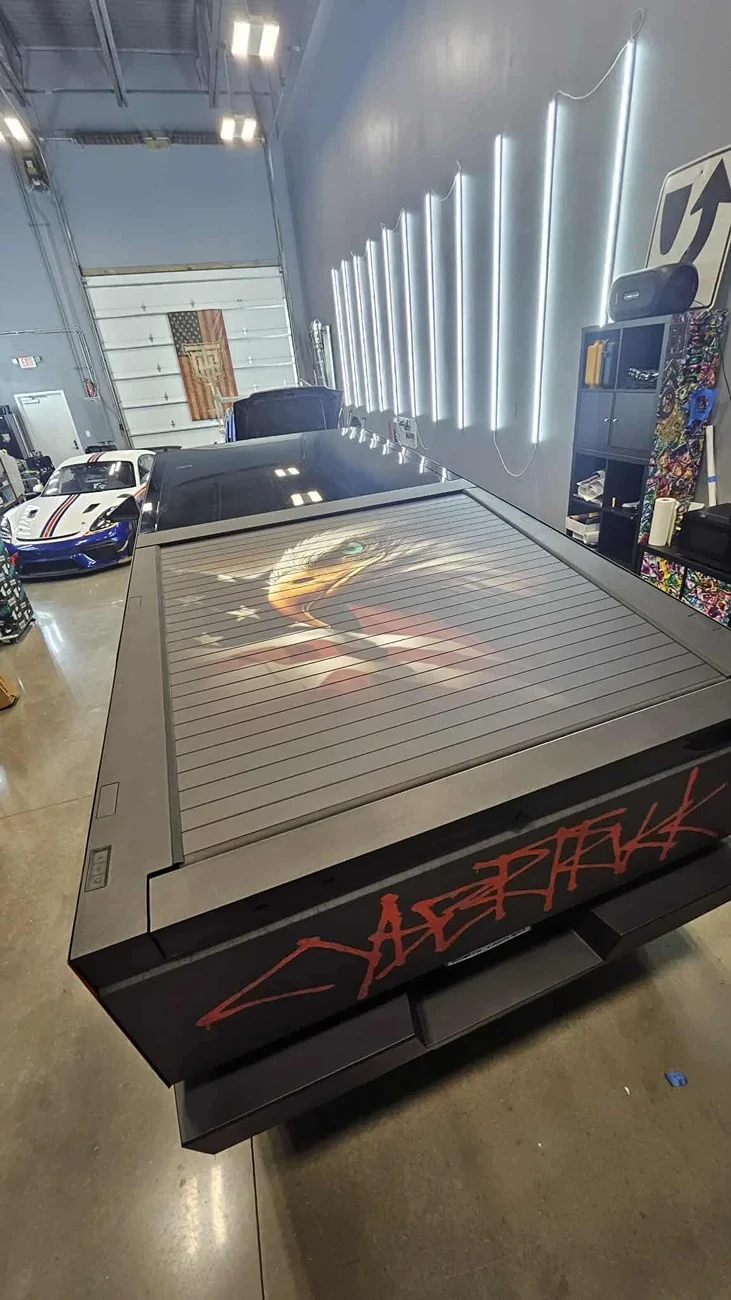 Tesla Cybertruck She’s wrapped! (Custom graphics design wrap) {filename}