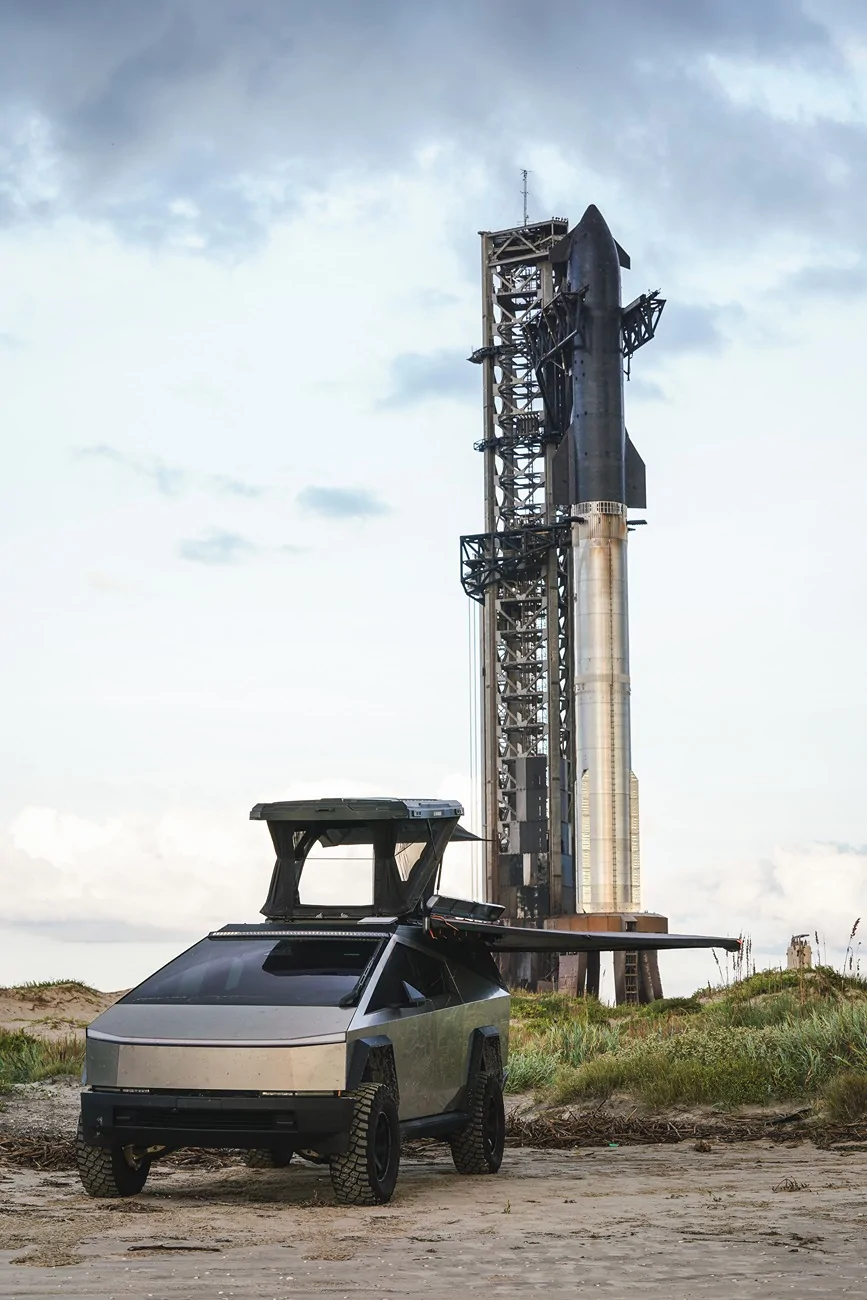 Tesla Cybertruck Camping at CyberBeach for Starship Flight 12 Launch {filename}