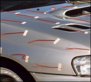 Tesla Cybertruck Preparing trailer range test with and without a wind deflector.... homemade-string-and-tape-wind-tunnel