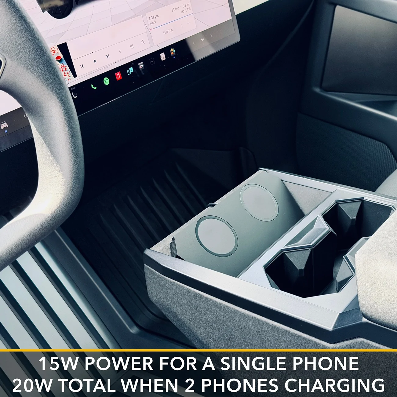 Tesla Cybertruck Dual Wireless Charger (MagSafe compatible) for Cybertruck - TWRAPS Presentation6