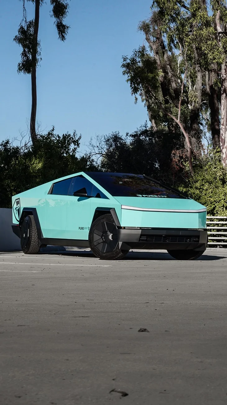 Tesla Cybertruck Pure PPF Teal Topaz Wrap Cybertruck by Diamond Auto Salon cyber 1-2