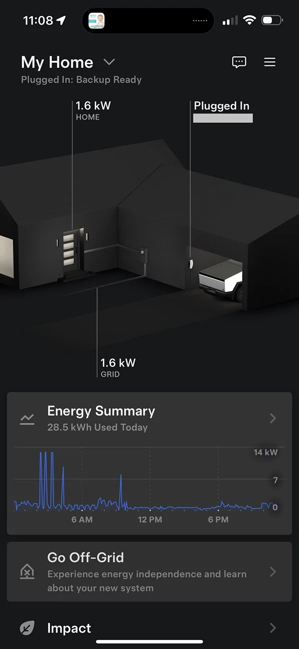 Tesla Cybertruck Home solar and powershare IMG_3210