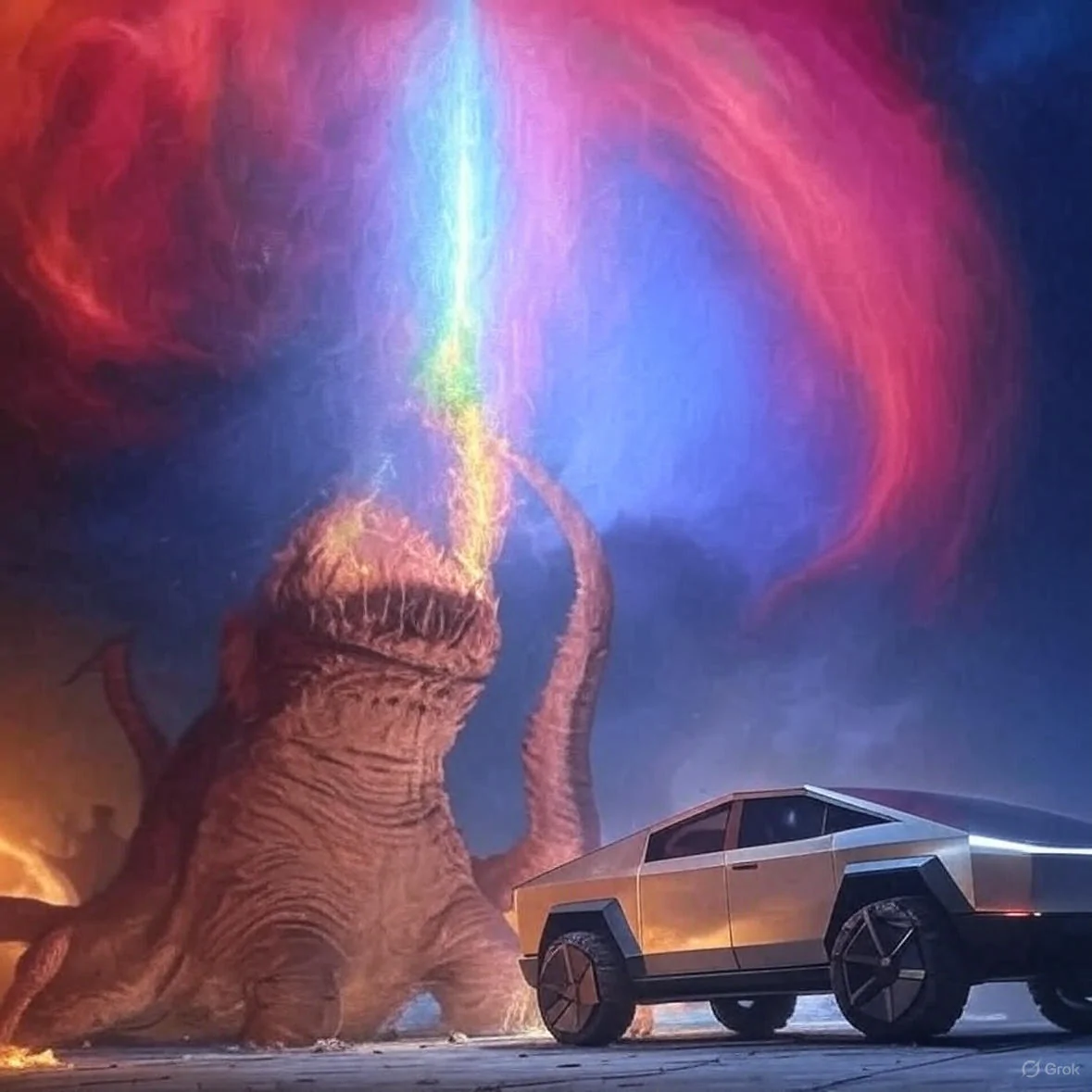 Tesla Cybertruck TRON mode…I freaking love it! grok_image_q8ir0l