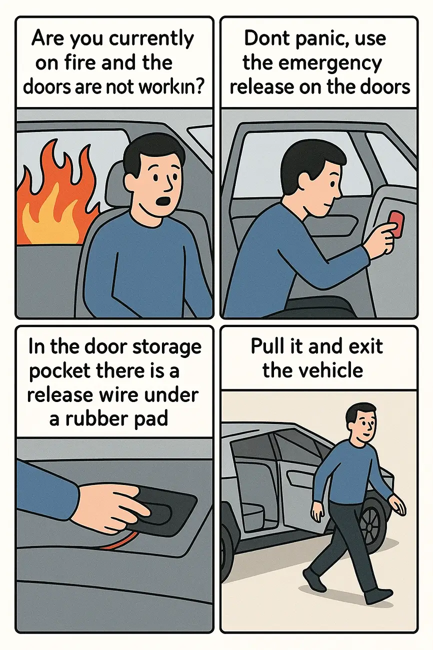 Tesla Cybertruck Emergency Exit Rear Door Release Ideas HowToExitaCyberTruck