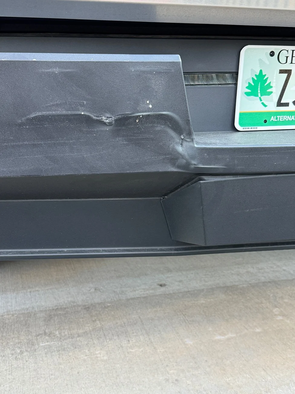 Tesla Cybertruck Rear ended last night. Bumper, torn, minor tailgate scratch IMG_4432
