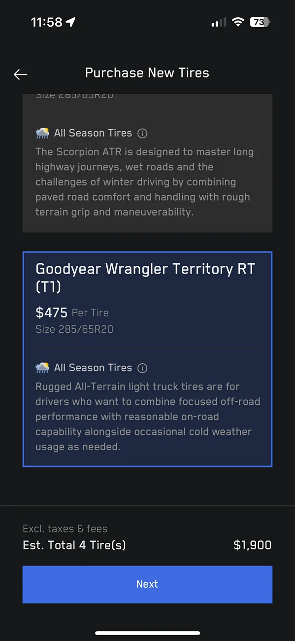 Tesla Cybertruck What do I order? Tires for FS AWD IMG_1102