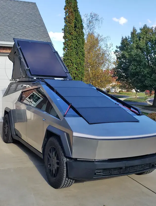 Tesla Cybertruck How I Achieved a Nominal 820W of Solar (Panels) Generation Cybertruck Solar Panels