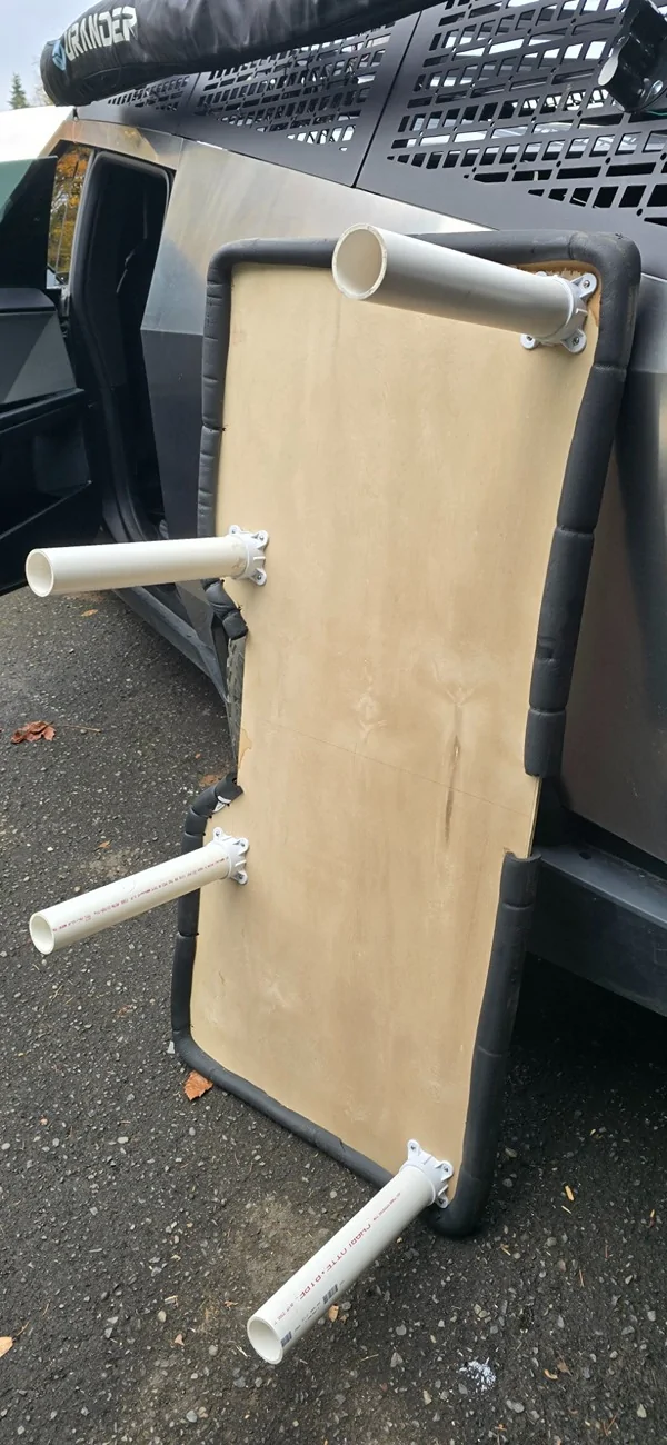 Tesla Cybertruck How-to:  sleeping in the back seat - DIY sleep platform 20251104_141915