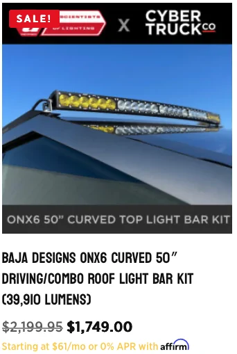 Tesla Cybertruck Are any of you guys with 2025's running a roof mounted light bar? Screenshot 2025-11-05 at 12.17.16 PM