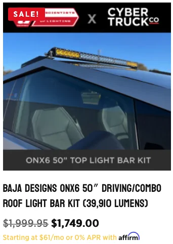 Tesla Cybertruck Are any of you guys with 2025's running a roof mounted light bar? Screenshot 2025-11-05 at 12.17.10 PM