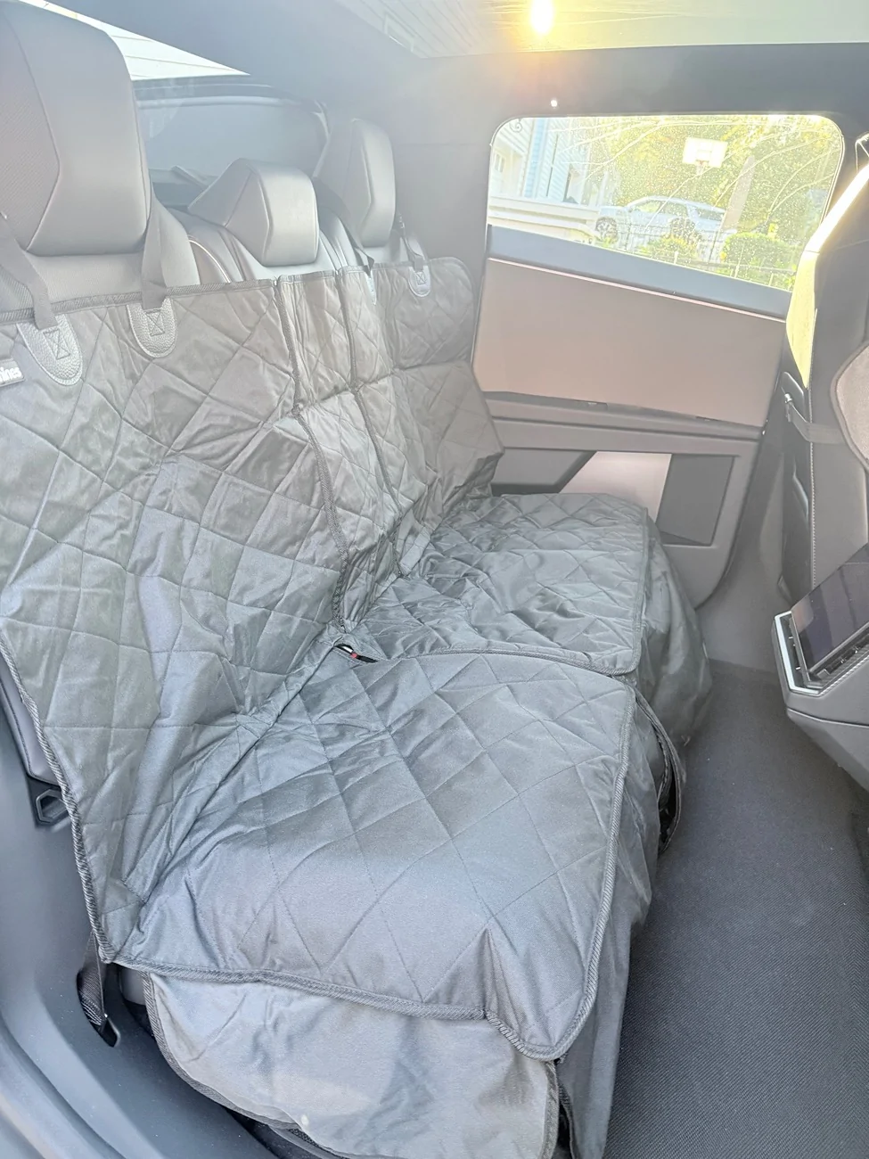 Tesla Cybertruck 🥇 Best Rear Seat Cover - Split 60/40 Flip Up Access IMG_0328