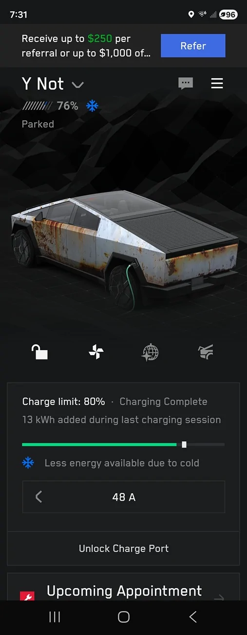 Tesla Cybertruck Is this cold battery reduction new? Screenshot_20251111_073103_Tesla