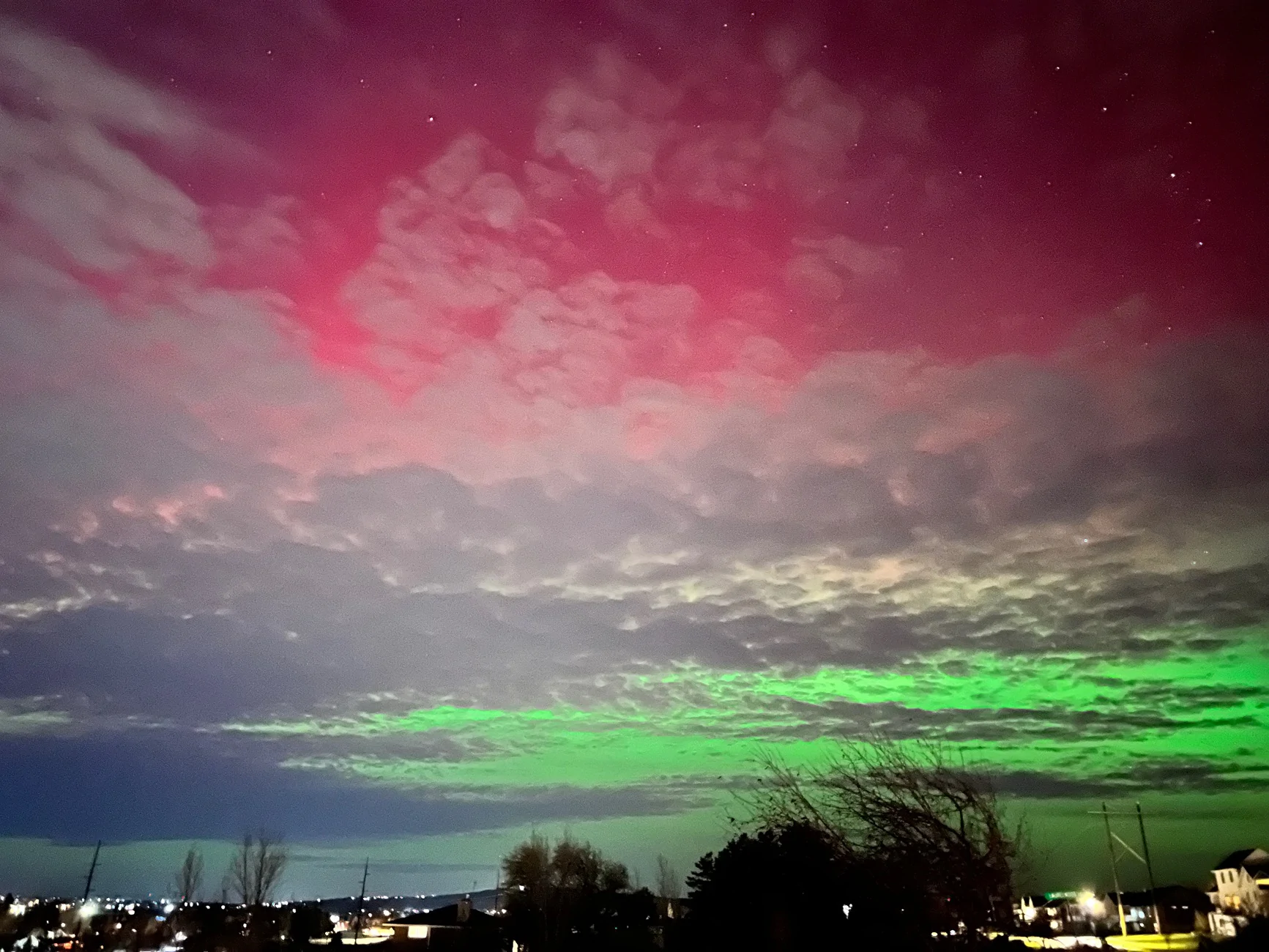 Tesla Cybertruck UFO with the northern lights and starlink IMG_2429