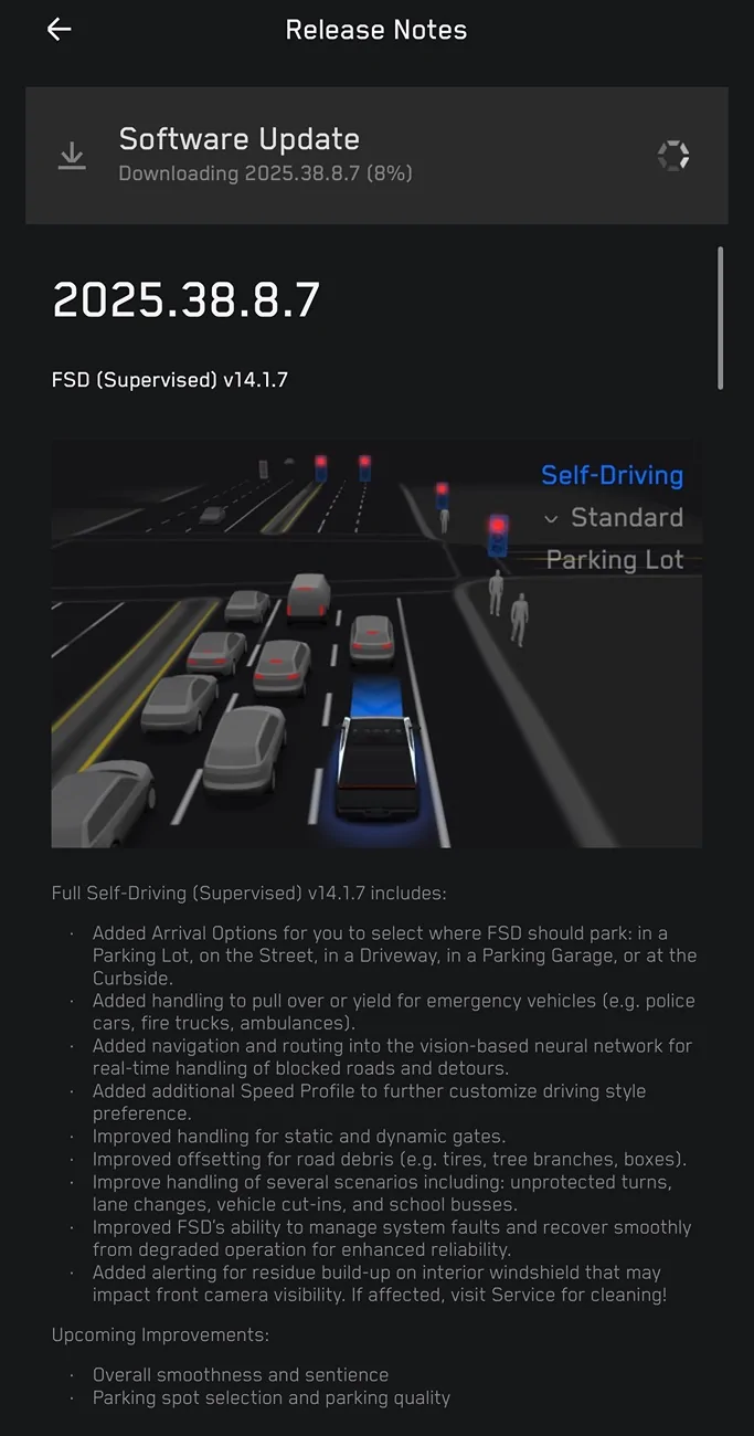 Tesla Cybertruck FSD v14.1.7 rolling out to all Cybertruck owners! Update yours yet?? IMG_0602