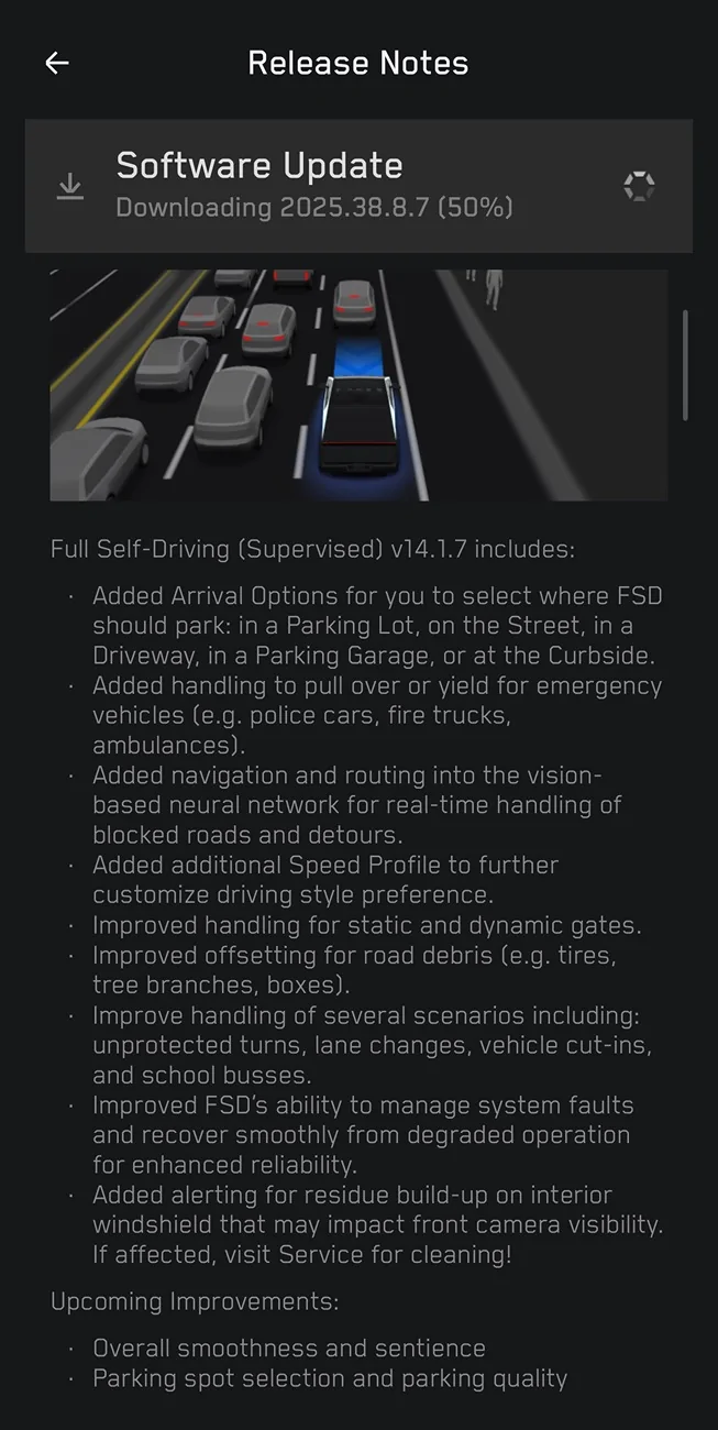 Tesla Cybertruck FSD v14.1.7 rolling out to all Cybertruck owners! Update yours yet?? IMG_6849