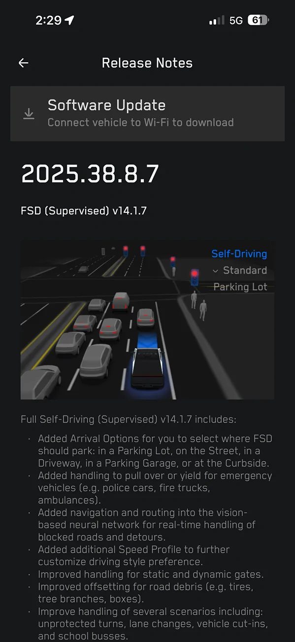 Tesla Cybertruck FSD v14.1.7 rolling out to all Cybertruck owners! Update yours yet?? IMG_0811
