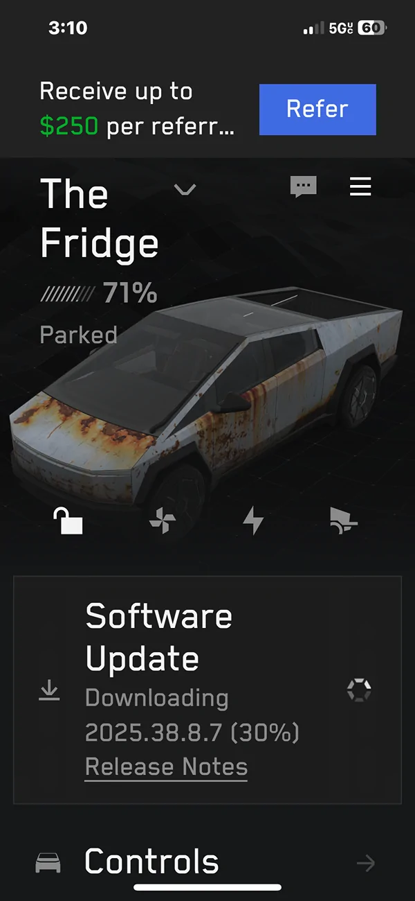 Tesla Cybertruck FSD v14.1.7 rolling out to all Cybertruck owners! Update yours yet?? IMG_5187