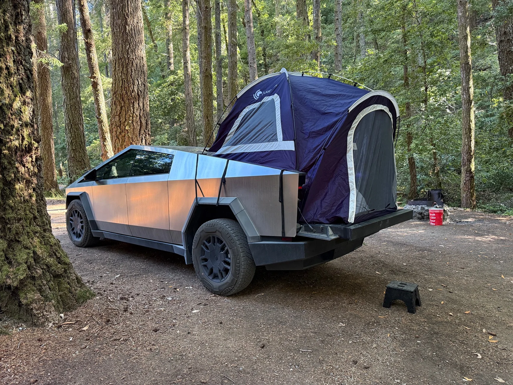 Tesla Cybertruck Truck bed tent solution w/ custom tent mount IMG_1283
