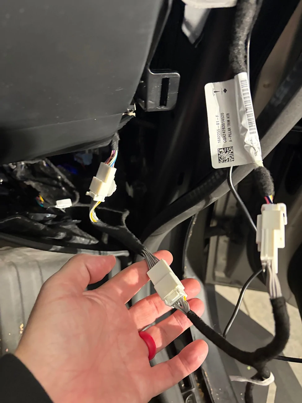 Tesla Cybertruck Installing dash screen and streaming rearview mirror IMG_4359