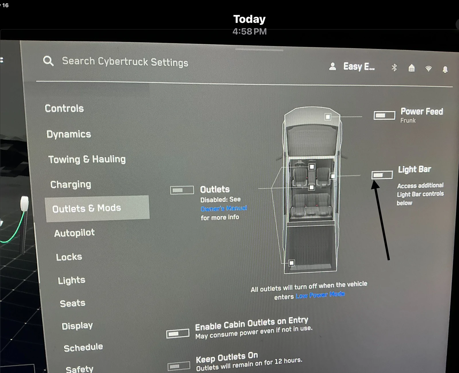 Tesla Cybertruck Who else would like to see a separate control for the frunk light bar (DRL) in a future update? IMG_2503