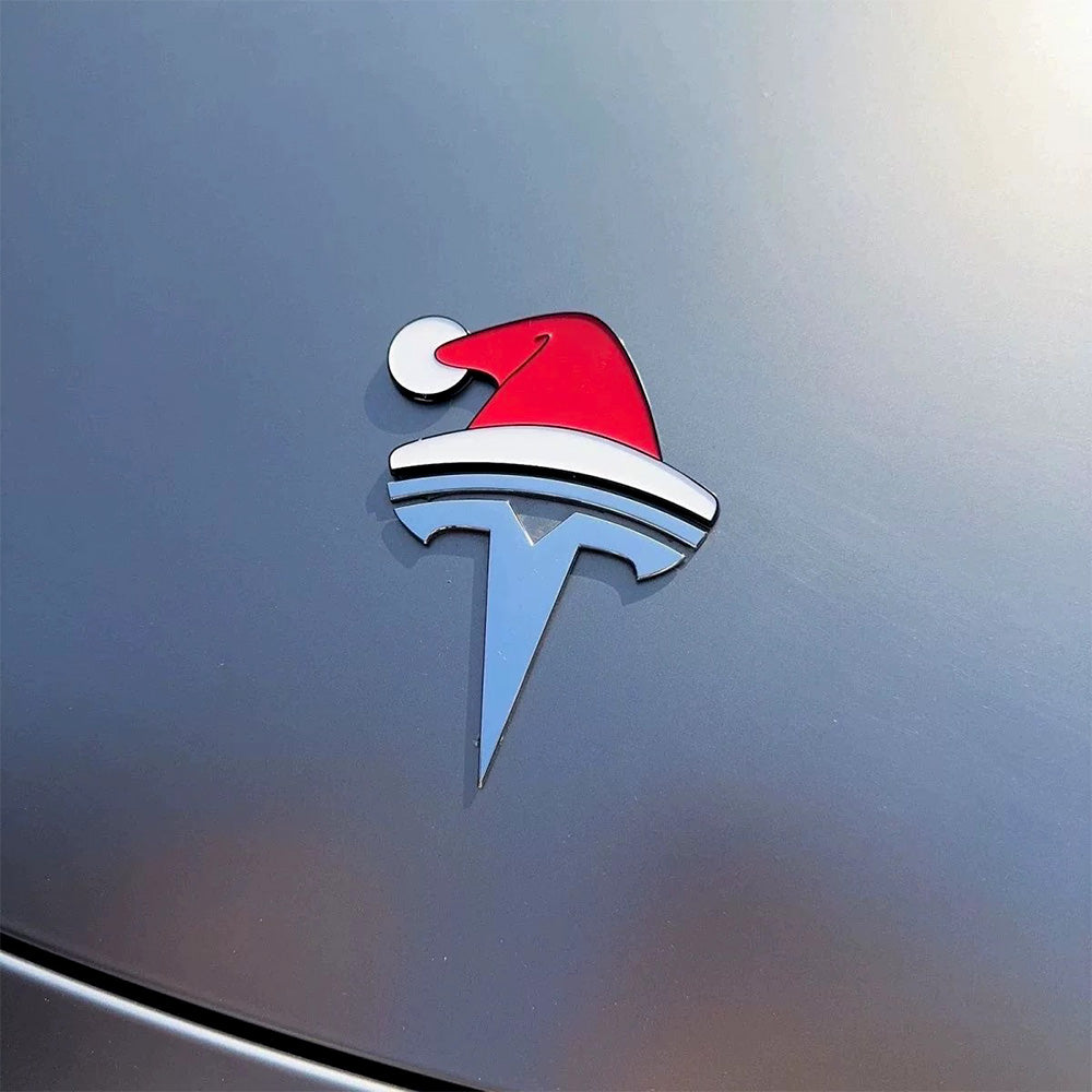Tesla Cybertruck Deck Your Tesla in Holiday Cheer | Christmas Santa-Hat Emblem for Model S/3/X/Y & Cybertruck! _3DWaterproofHolidayDecorforModelS3XY_Cybertruck_8
