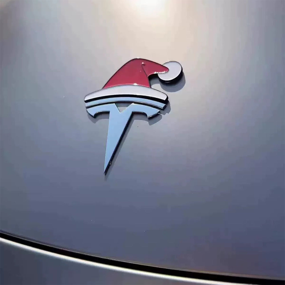 Tesla Cybertruck Deck Your Tesla in Holiday Cheer | Christmas Santa-Hat Emblem for Model S/3/X/Y & Cybertruck! _3DWaterproofHolidayDecorforModelS3XY_Cybertruck_5