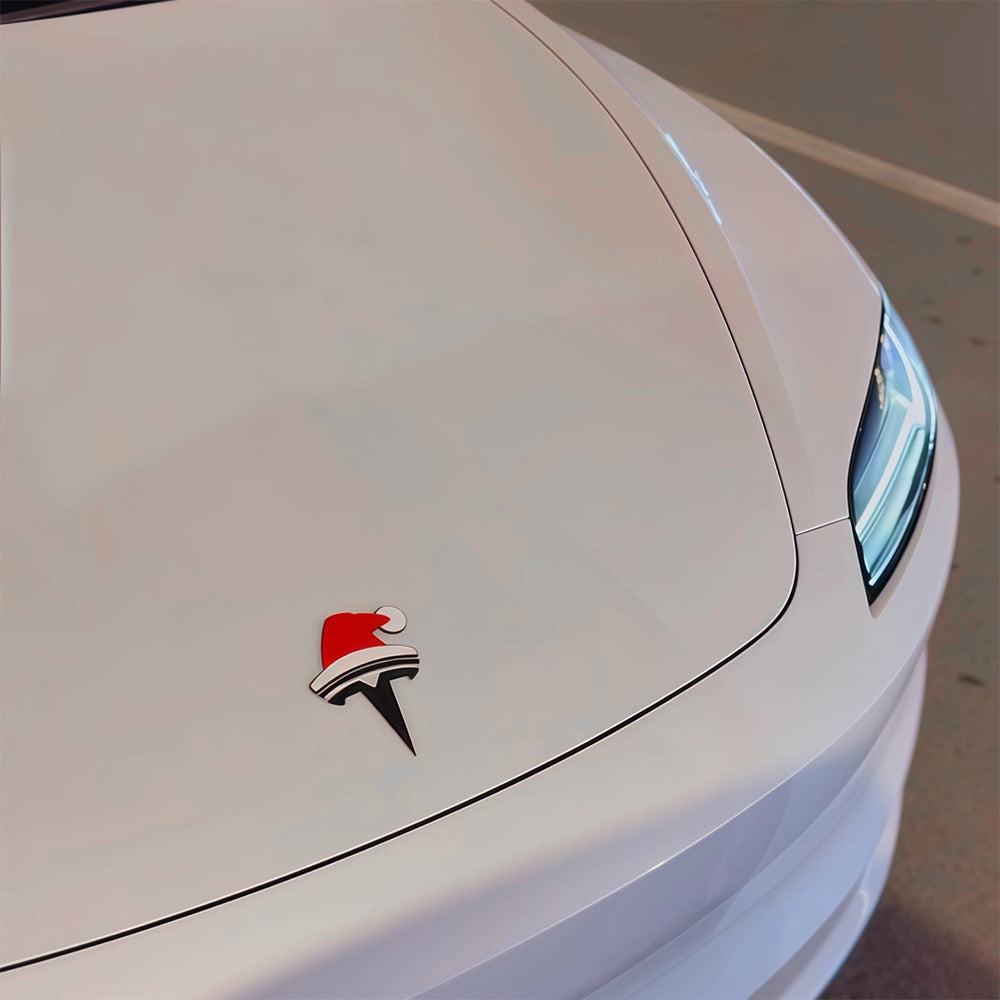 Tesla Cybertruck Deck Your Tesla in Holiday Cheer | Christmas Santa-Hat Emblem for Model S/3/X/Y & Cybertruck! _3DWaterproofHolidayDecorforModelS3XY_Cybertruck_2
