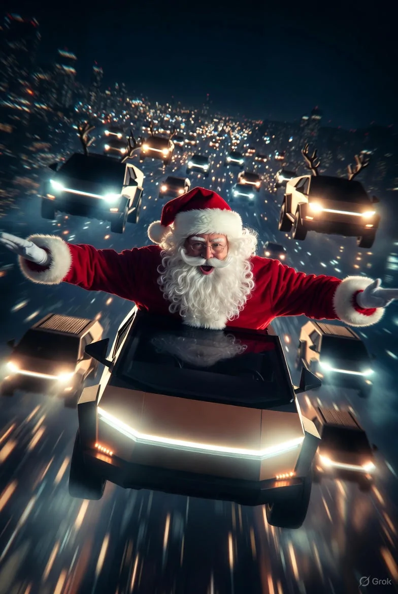 Tesla Cybertruck HO HO Holiday ideas. grok_image_xtsfdff-1