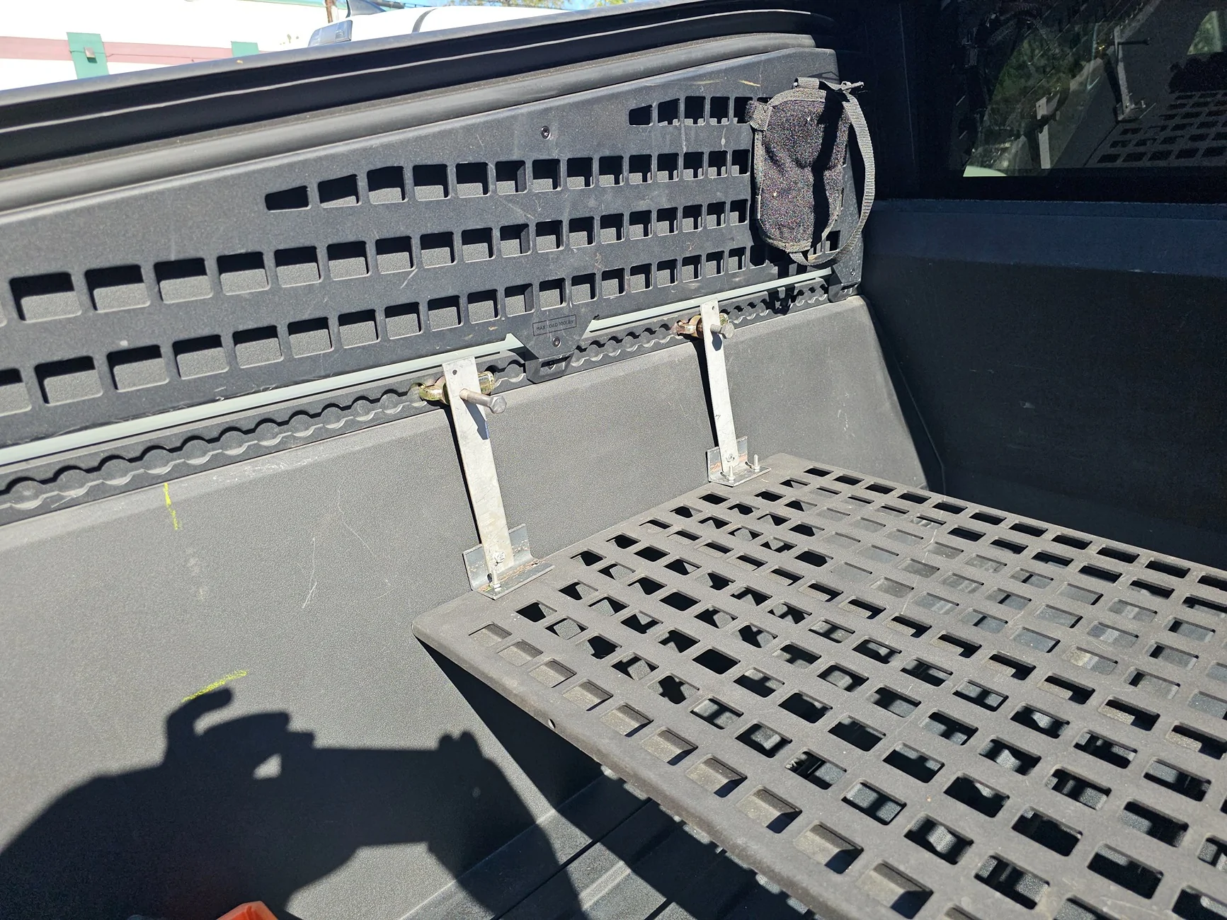 Tesla Cybertruck Spare tire mounting shelf option for bed vault (inexpensive but useful) - DIY 20251125_132524