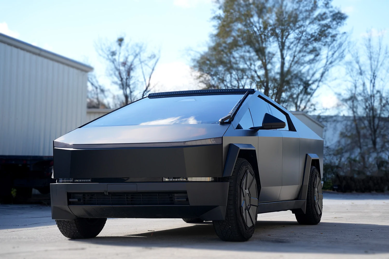 Tesla Cybertruck Satin Black Vinyl Wrapped Cybertruck + Gloss black badges by TESBROS / DIY Wrap Club Satin Black Vinyl Wrapped Cybertruck + Gloss black badges by TESBROS : DIY Wrap Club 4