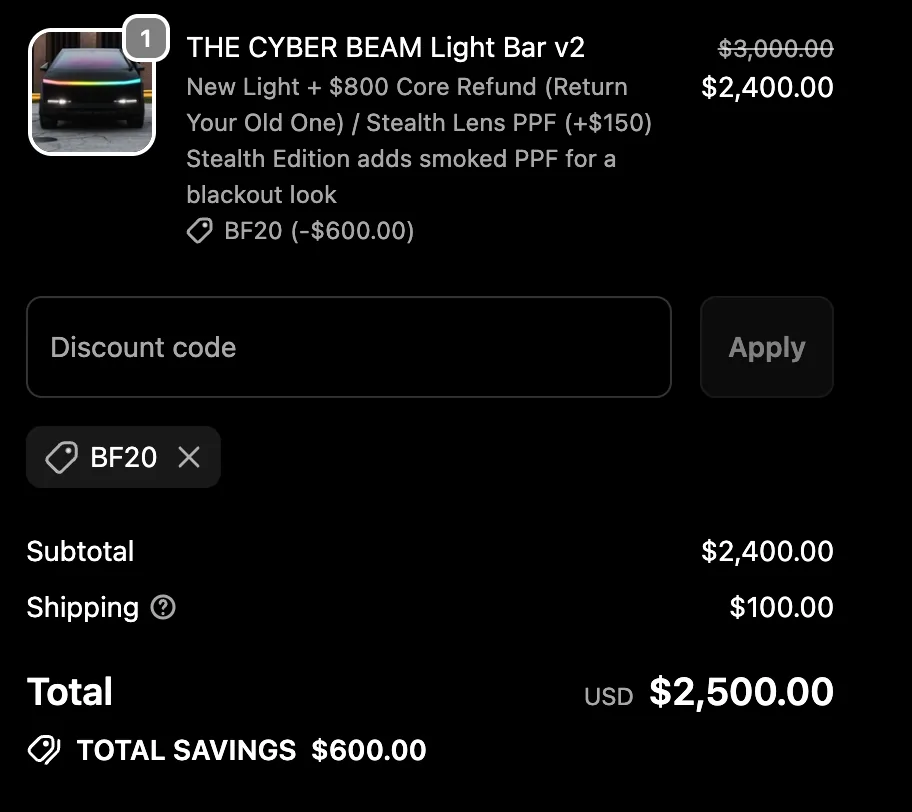 Tesla Cybertruck New RGBW LED DRL bar that KEEPS the Cybertruck light show intact 1764292958852-yu