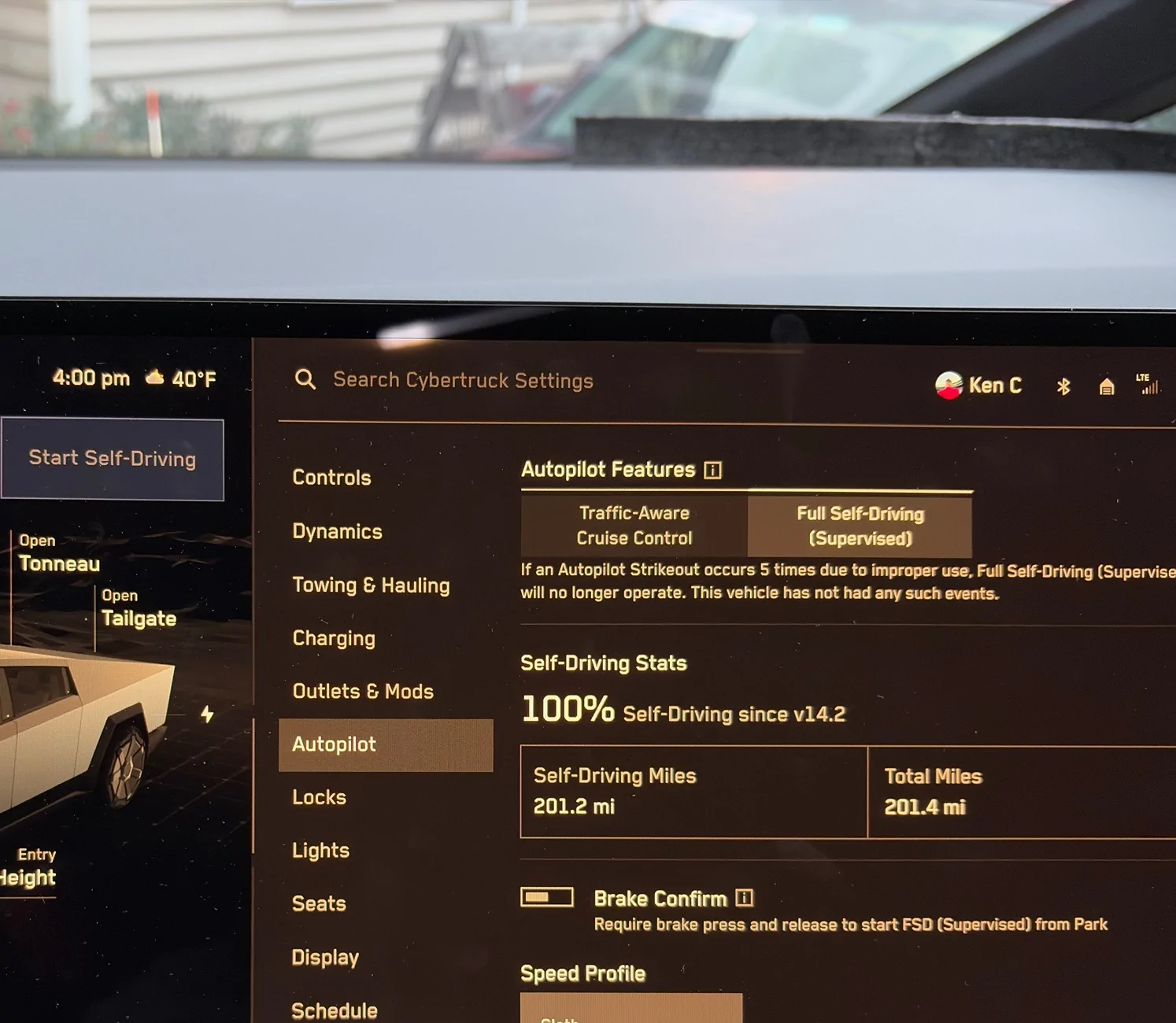 Tesla Cybertruck Thanksgiving FSD travel success. What's your FSD usage % so far? IMG_1123