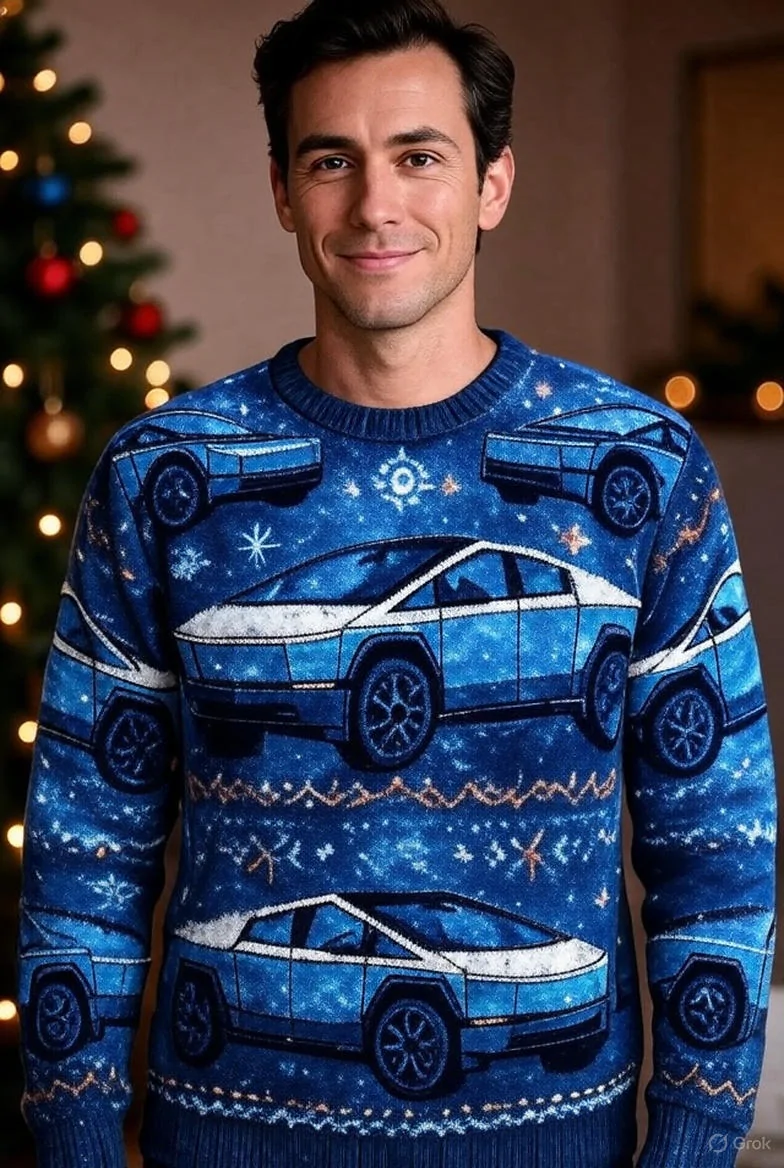 Tesla Cybertruck Get Your Cybertruck Optimus Holiday sweater!! grok_image_gj805