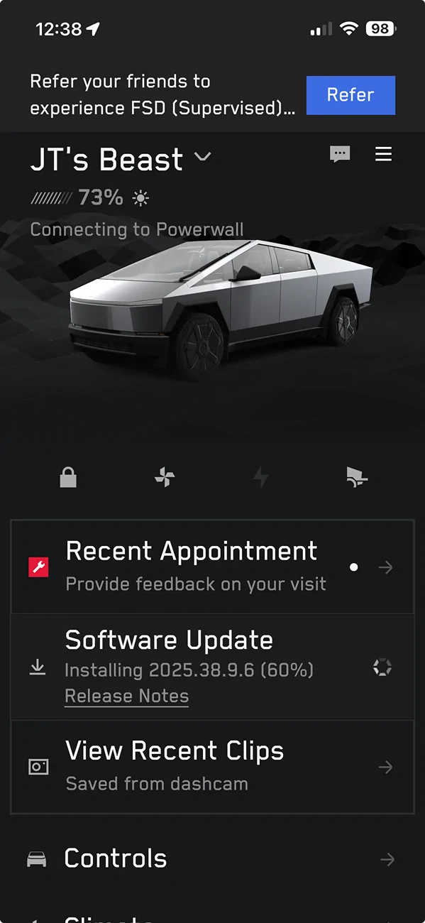 Tesla Cybertruck Powershare for Powerwalls update due soon Screenshot 2025-12-01 at 12.38.55 PM