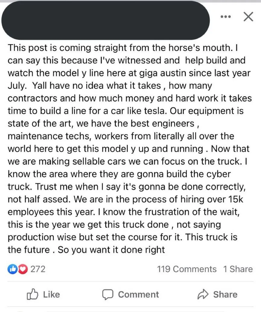 Tesla Cybertruck Giga Texas Employee Speaks out on CT DDC4308D-00E5-4636-BDF4-B0E4CE31B574