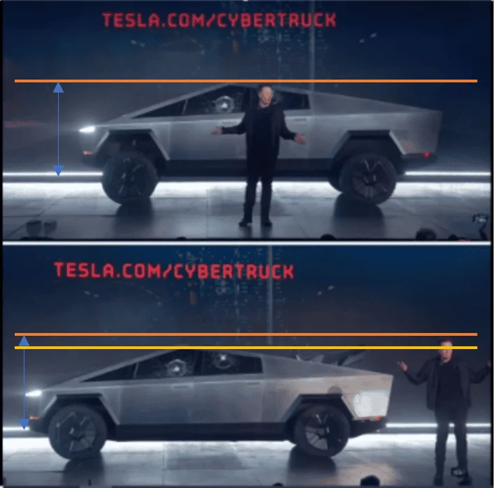 Tesla Cybertruck New Cybertruck Height Perspective Image  ? ?✂️⬇️ pic 1