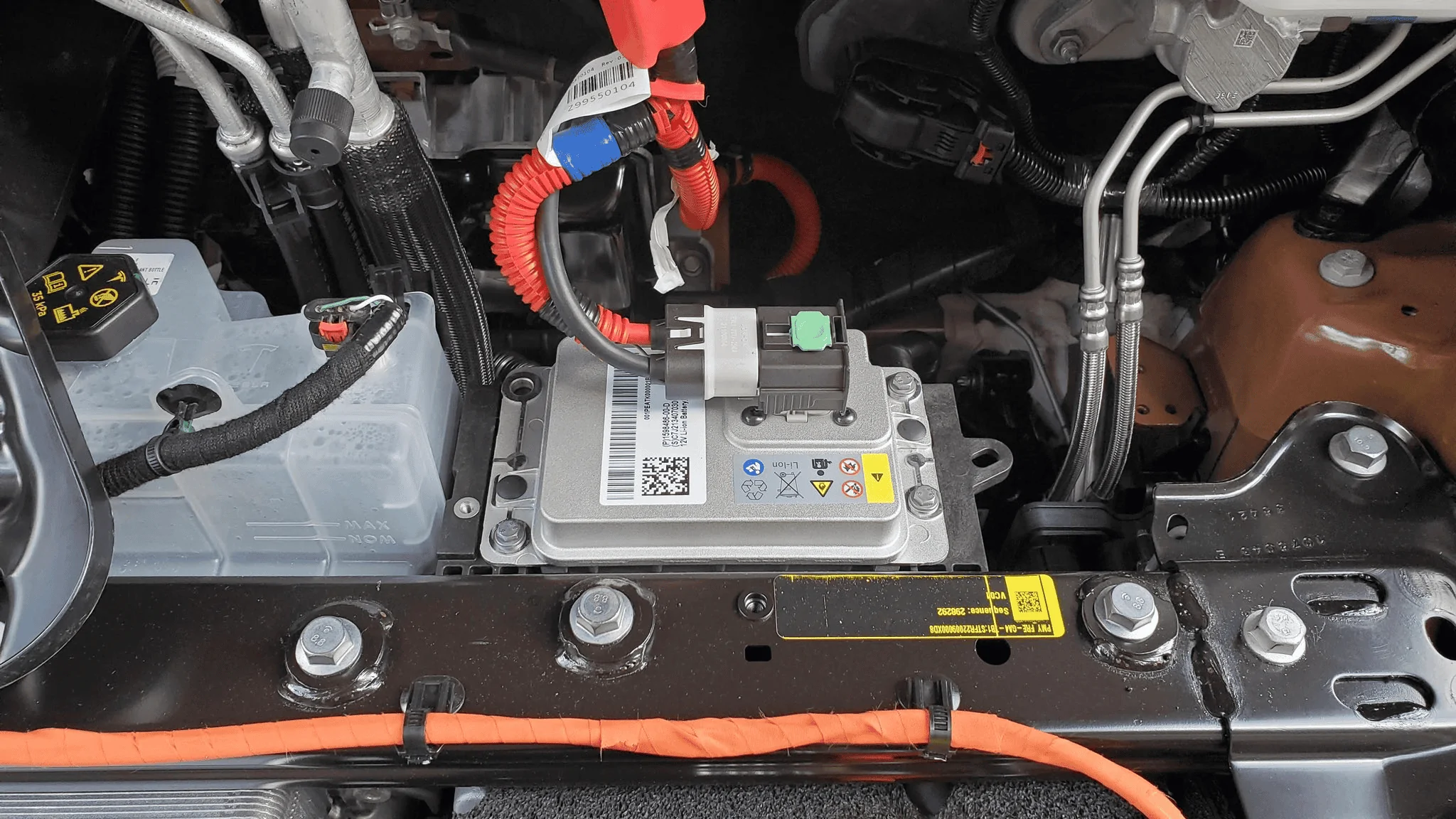 Tesla Cybertruck A sneak peek at the Cybertruck 12V Li-ion battery 1643688258726