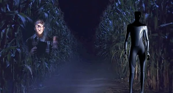 Tesla Cybertruck Optimus Bot Future Bot in Cornfield sm z